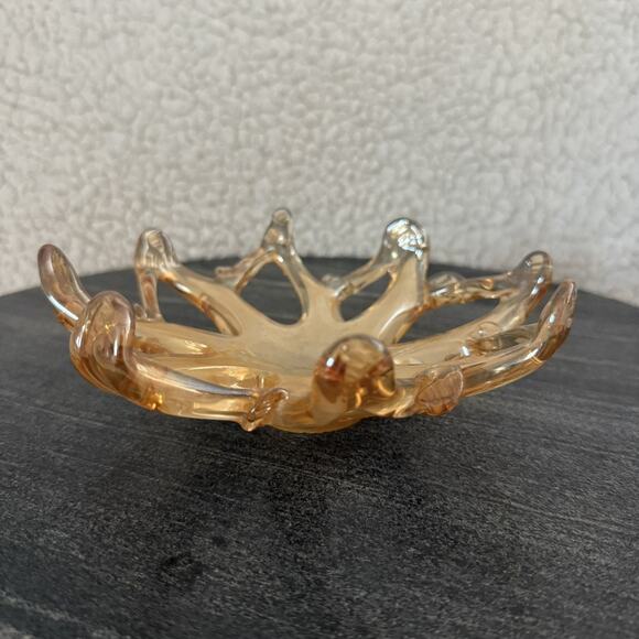 Murano Made Italy Vintage Iridescent Gold Star Dish Hand Blown Art Glass Bowl - Picture 1 of 4